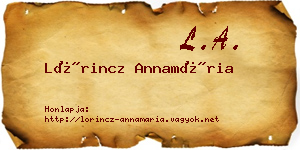 Lőrincz Annamária névjegykártya